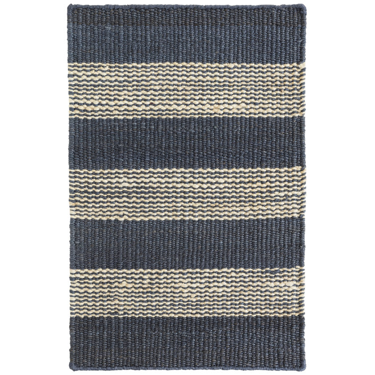Dash and Albert Rugs Ticking Handmade Flatweave Jute/Sisal Ivory/Indigo